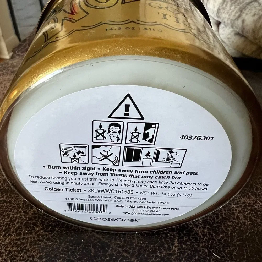 1 LEFT! Goose Creek Willy Wonka Limited Edition 3 Wick Candle Golden Ticket
